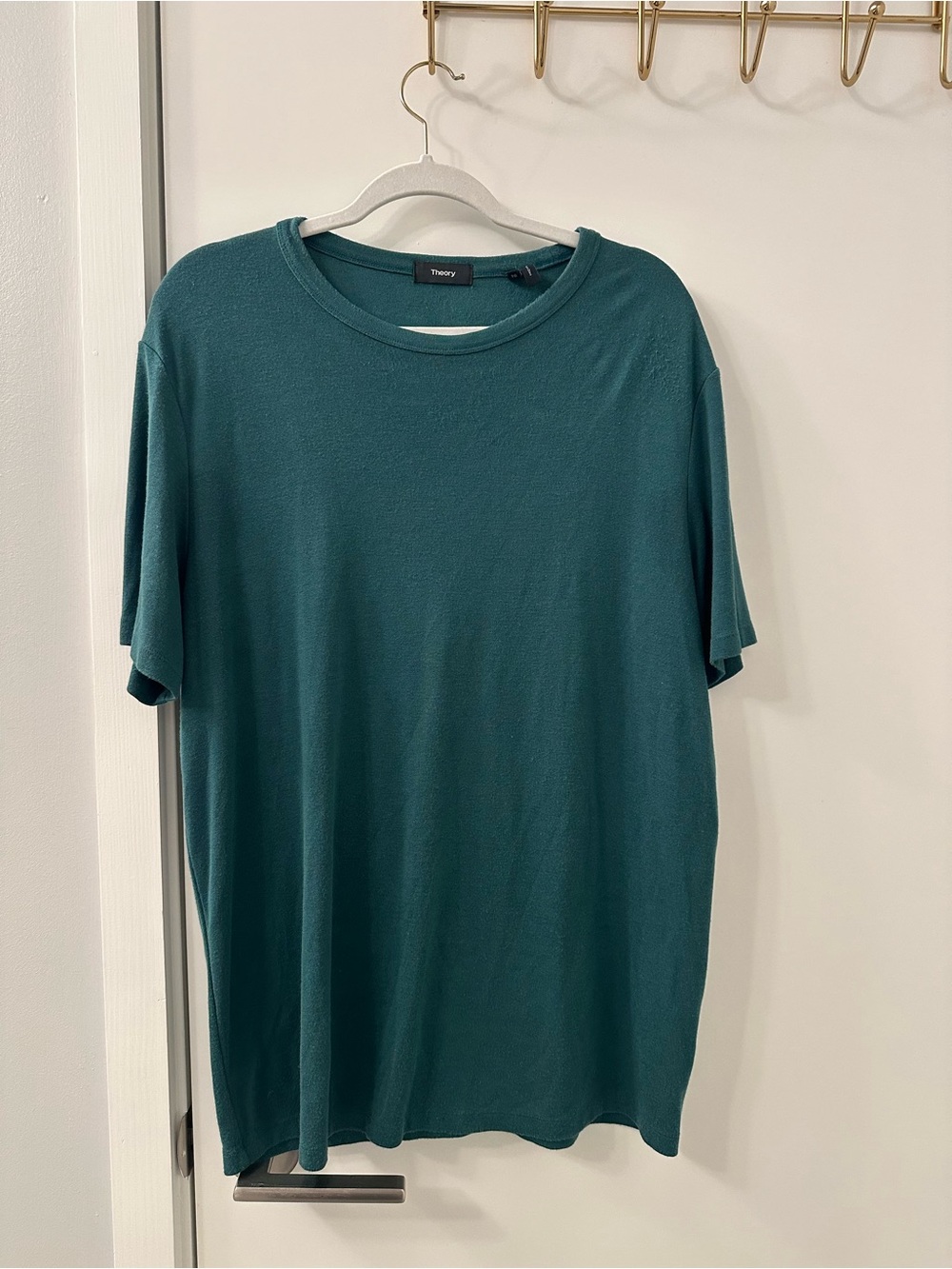 Theory Men's Deep Teal Short Sleeve Crew Tee